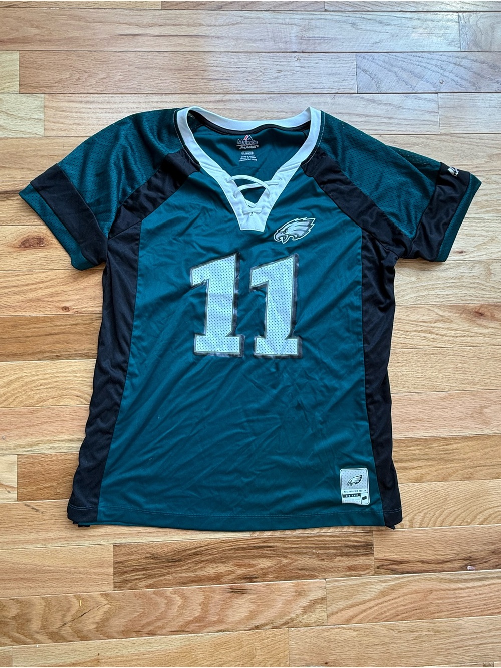 Majestic Philadelphia Eagles #11 Teal and Black Women’s Jersey
